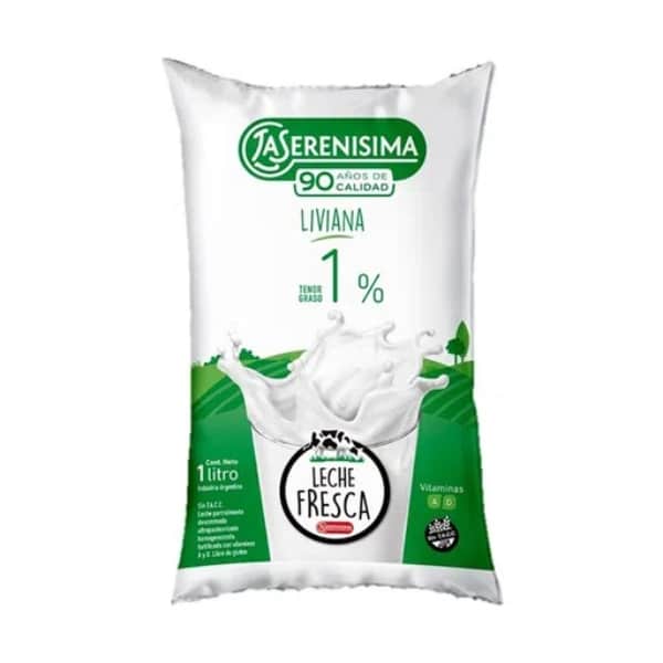 Leche La Serenísima en sachet de un litro